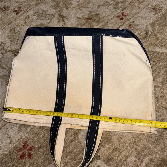 LL BEAN 80s vintage Canvas Boat and Tote Bag Blue and White Sawtooth tag - Picture 15 of 16
